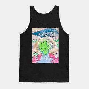 Stippling Leaf Prints Tank Top